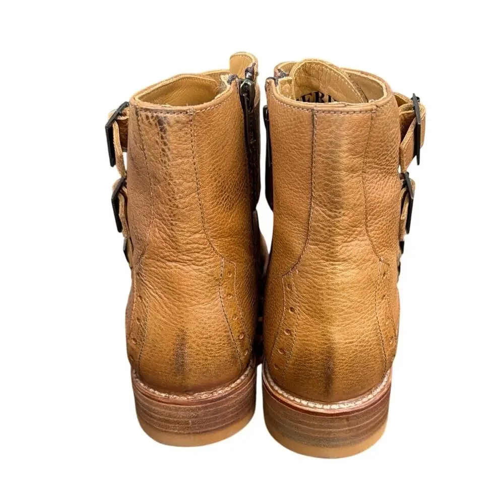 Freebird Penn brown distressed leather boots Buckle Accent Mens Size 12 New